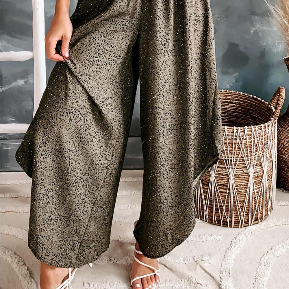 Bucketlist Smocked Waist Animal Print Pants